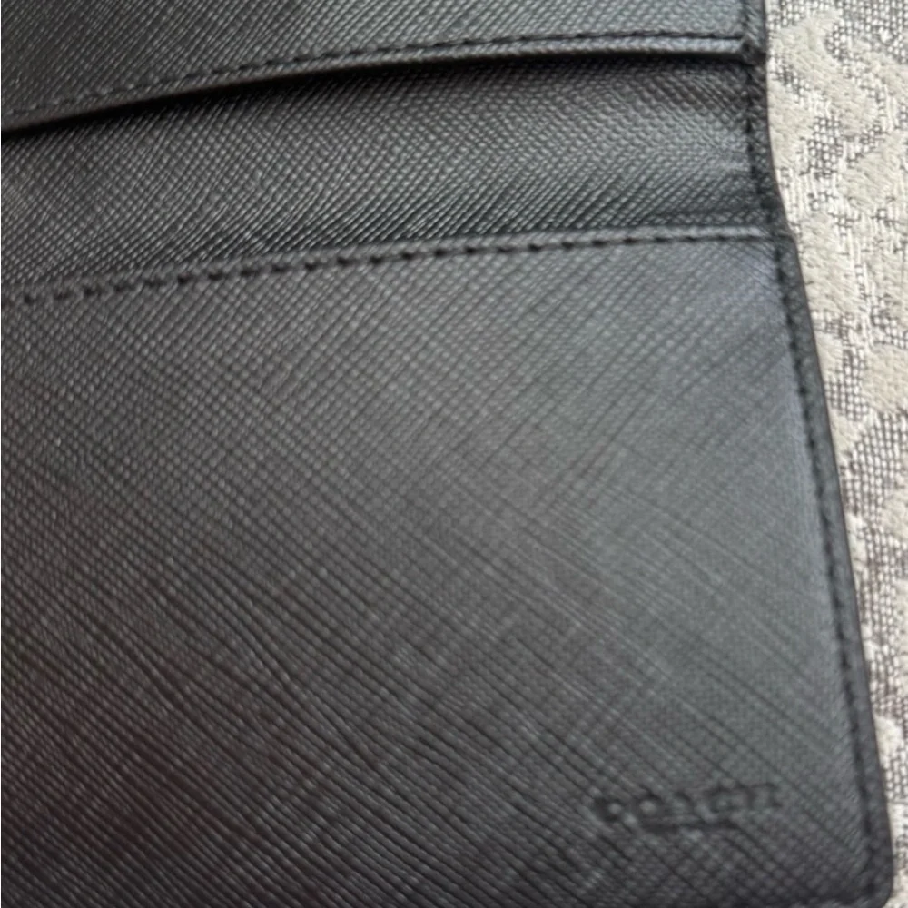 Coach Signature Canvas Long Breast Pocket Wallet - Charcoal Black